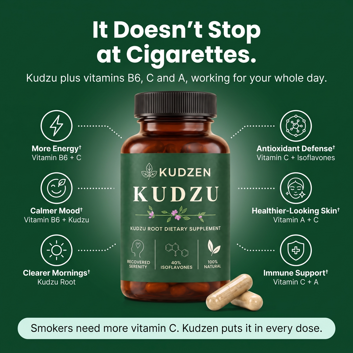 It doesn't stop at cigarettes: kudzu plus vitamins B6, C and A